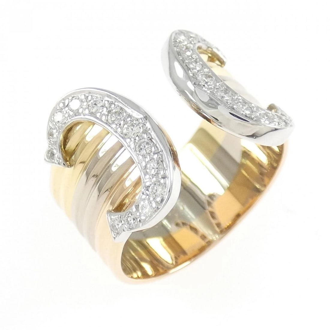 CARTIER 2C RING: Cartier 2C Ring Brand: CARTIER Type: Ring Material: 750 Yellow Gold/750 White Gold/750 Pink Gold, Main Stone/Creation Natural Color: Yellow Gold/White Gold/ Pink Gold Size: US 6 1/2 Accessories: None