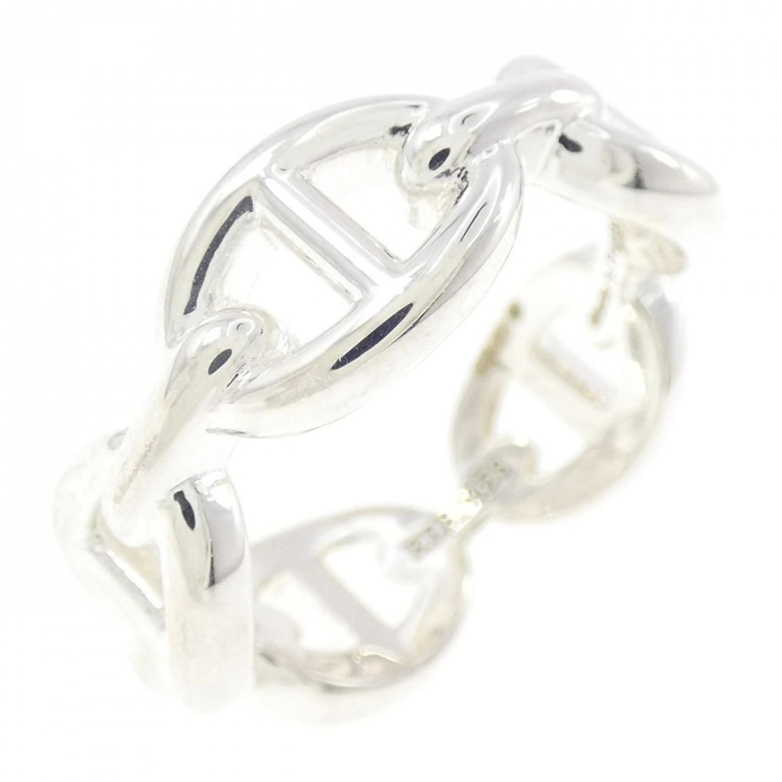HERMES CHAINE D'ANCRE ENCHAINE RING: Hermes Chaine d'Ancre Enchaine Ring Brand: HERMES Type: Ring Material: 925Silver, Color: Silver Size: US 6 1/4 Accessories: None Accessories Notice: When purchasing pre-owned goods, please refer to