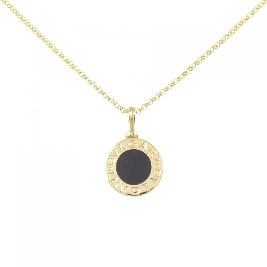 BVLGARI NECKLACE: Bvlgari Necklace Brand: BVLGARI Type: Necklace Material: 750 yellow gold, Main Stone/Creation Onyx Color: Yellow Gold Size: 41?43cm Pendant length approx. x width approx.: 17.1mmx10.9mm Chain maximum