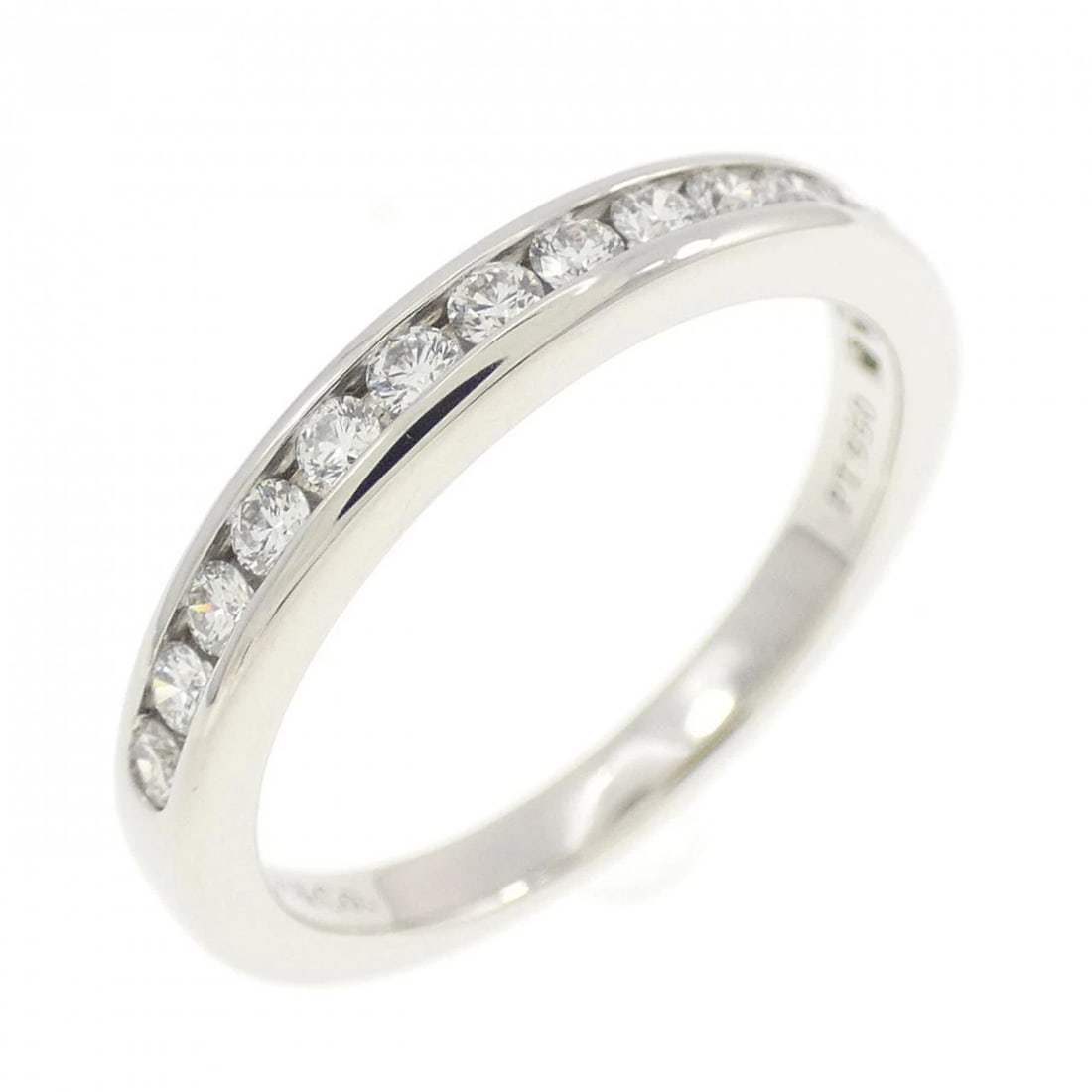 TIFFANY & CO. HALF CIRCLE CHANNEL SETTING RING: TIFFANY & Co. Half Circle Channel Setting Ring Brand: TIFFANY&Co. Type: Ring Material: Platinum, Main Stone/Creation Natural Color: Platinum Size: US 5.5 Accessories: None Accessories Noti