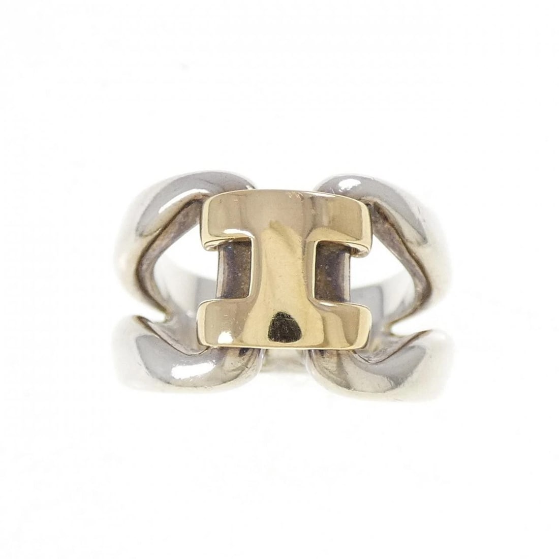HERMES HISTORY RING: Hermes History Ring Brand: HERMES Type: Ring Material: Hall mark, Color: None Size: US 5 3/4 Accessories: None Accessories Notice: When purchasing pre-owned goods, please refer to the photos of the