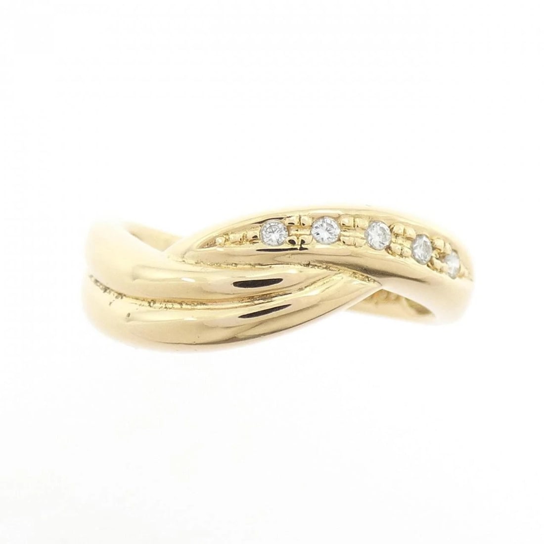 TASAKI DIAMOND RING: Tasaki Diamond Ring Brand: TASAKI Type: Ring Material: K18 yellow gold, Main Stone/Creation Natural Color: Yellow Gold Size: US 5 3/4 Accessories: None Accessories Notice: When purchasing pre-owned
