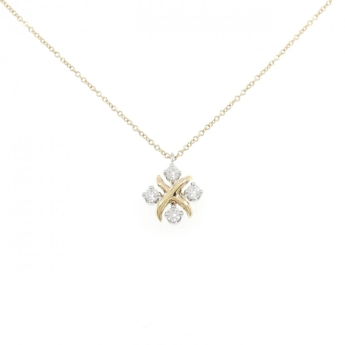 TIFFANY&CO. RING NECKLACE: TIFFANY&Co. Ring Necklace Brand: TIFFANY&Co. Type: Necklace Material: 750 Yellow Gold/Platinum 950, Main Stone/Creation Natural Color: Yellow Gold/Platinum Size: 40cm Actual Size Pendant length