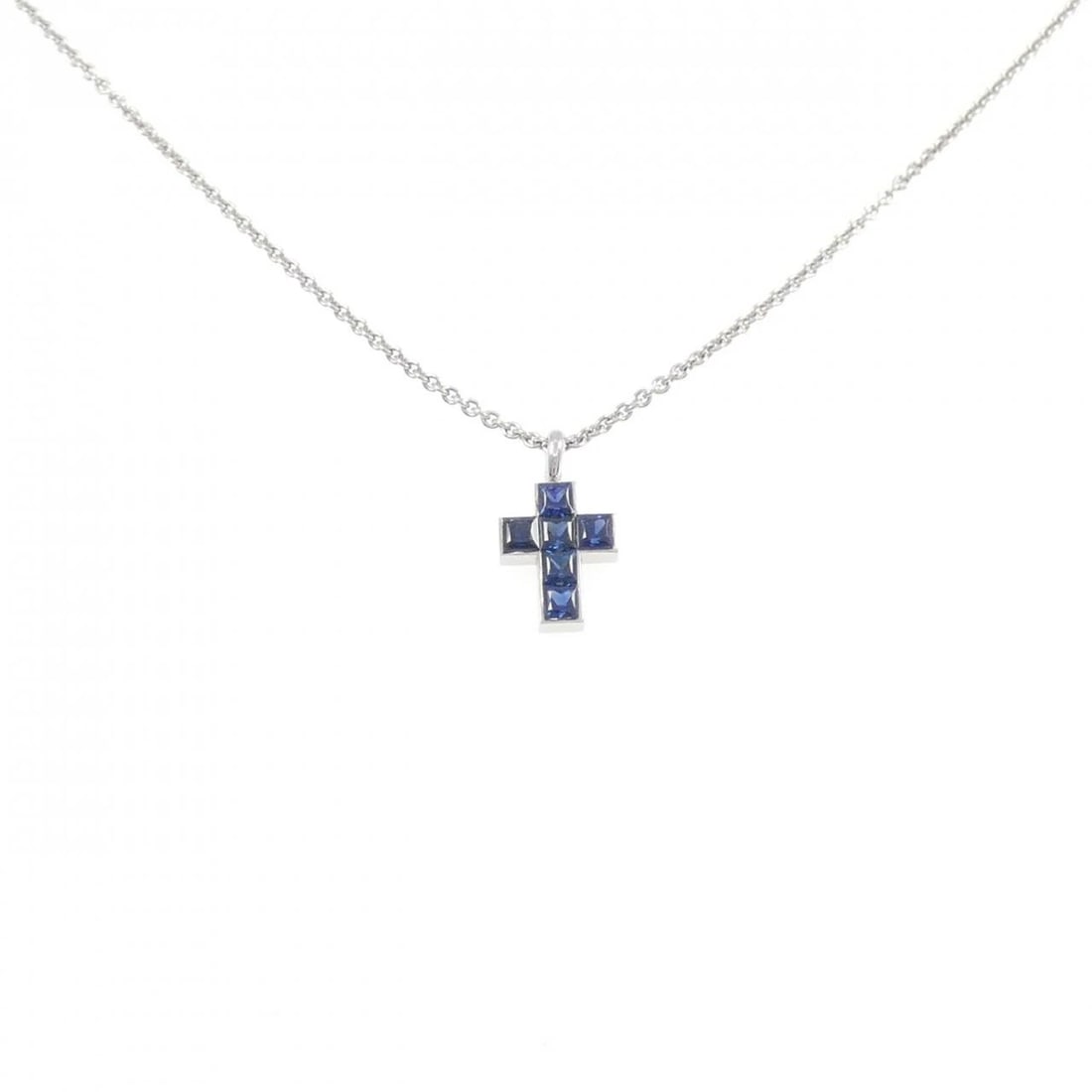 CARTIER SAPPHIRE NECKLACE: Cartier Sapphire Necklace Brand: CARTIER Type: Necklace Material: Platinum950, Main Stone/Creation Sapphire Color: None Size: 46cm Actual Size Pendant length approx. x width approx.: 14.6mmx8.2mm