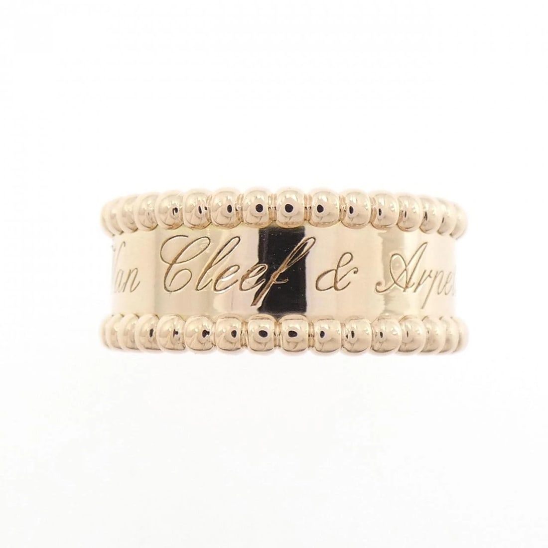VAN CLEEF & ARPELS PERLÉE SENIOR TULLE RING: Van Cleef & Arpels Perlée Senior Tulle Ring Brand: Van Cleef & Arpels Type: Ring Material: 750 Pink Gold, Color: Pink Gold Size: US 5.25 Accessories: None Accessories Notice: When purchasing
