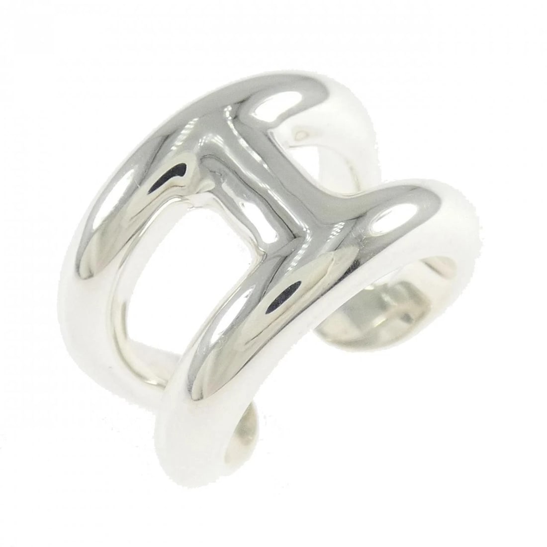 HERMES OSMOZ SMALL RING: Hermes Osmoz Small Ring Brand: HERMES Type: Ring Material: 925Silver, Color: Silver Size: US 5 1/4 Accessories: None Accessories Notice: When purchasing pre-owned goods, please refer to the photos of