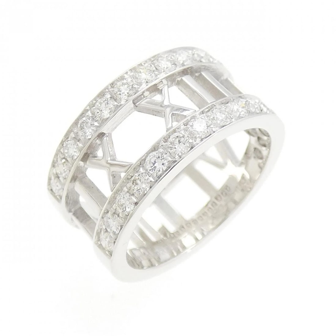 TIFFANY&CO. ATLAS RING: TIFFANY&Co. Atlas Ring Brand: TIFFANY&Co. Type: Ring Material: 750 white gold, Main Stone/Creation Natural Color: white gold Size: US 5 Accessories: None Accessories Notice: When purchasing pre-owned