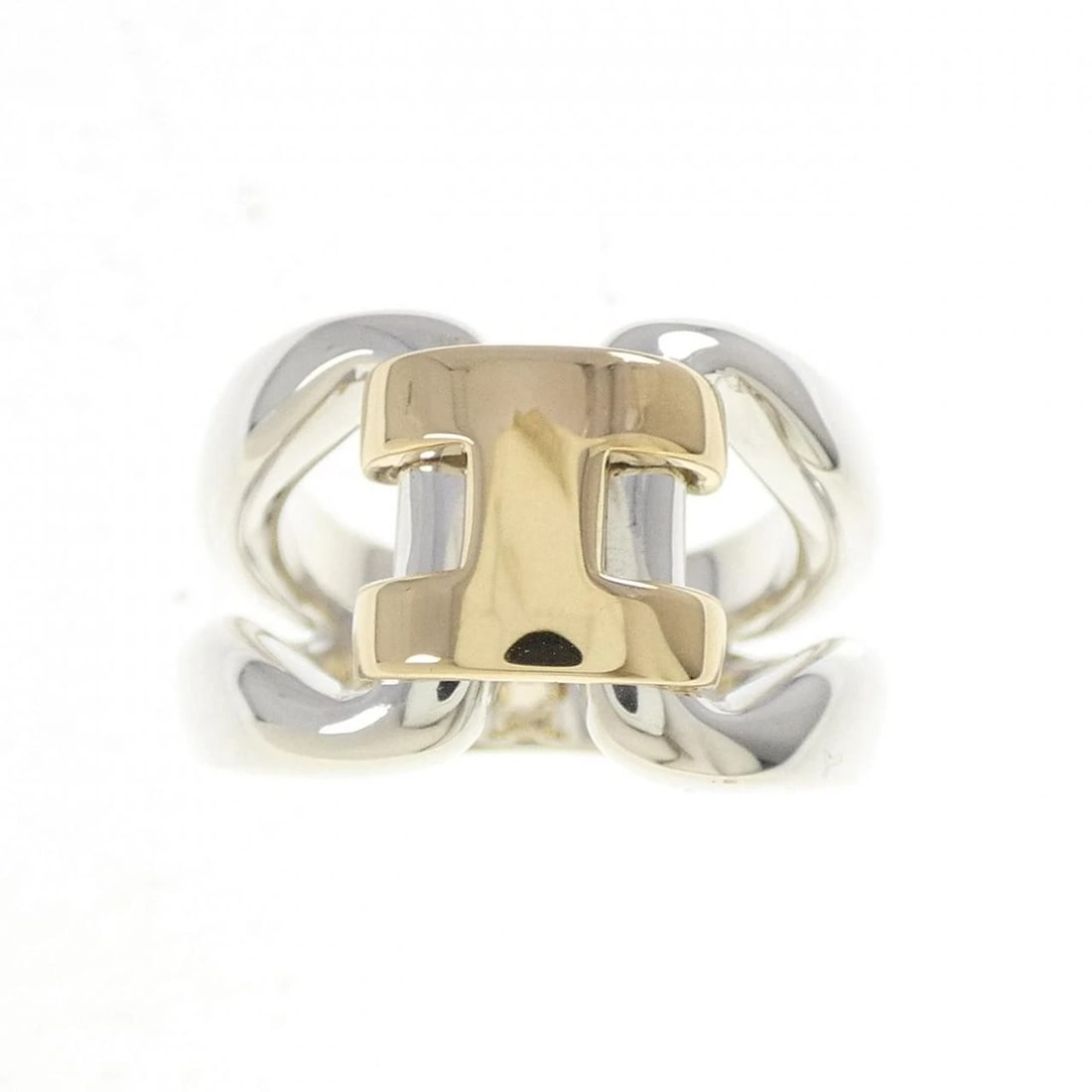 HERMES HISTORY RING: Hermes History Ring Brand: HERMES Type: Ring Material: Hall mark, Color: None Size: US 4 3/4 Accessories: None Accessories Notice: When purchasing pre-owned goods, please refer to the phot
