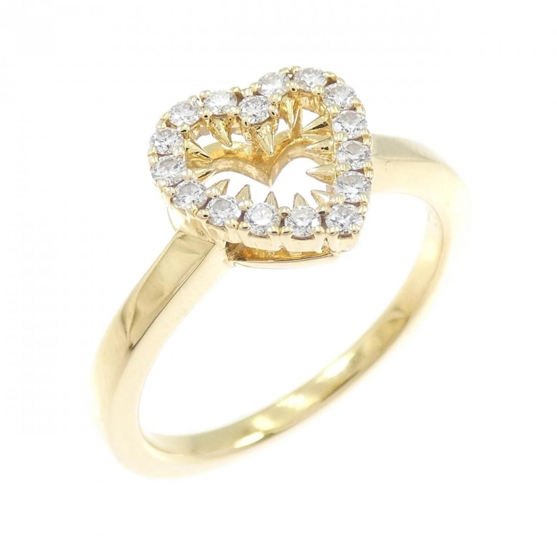 TASAKI DANGER HEART RING: TASAKI Danger Heart Ring Brand: TASAKI Type: Ring Material: 750 yellow gold, Main Stone/Creation Natural Color: Yellow Gold Size: US 5 3/4 Accessories: None Accessories Notice: When purchasing