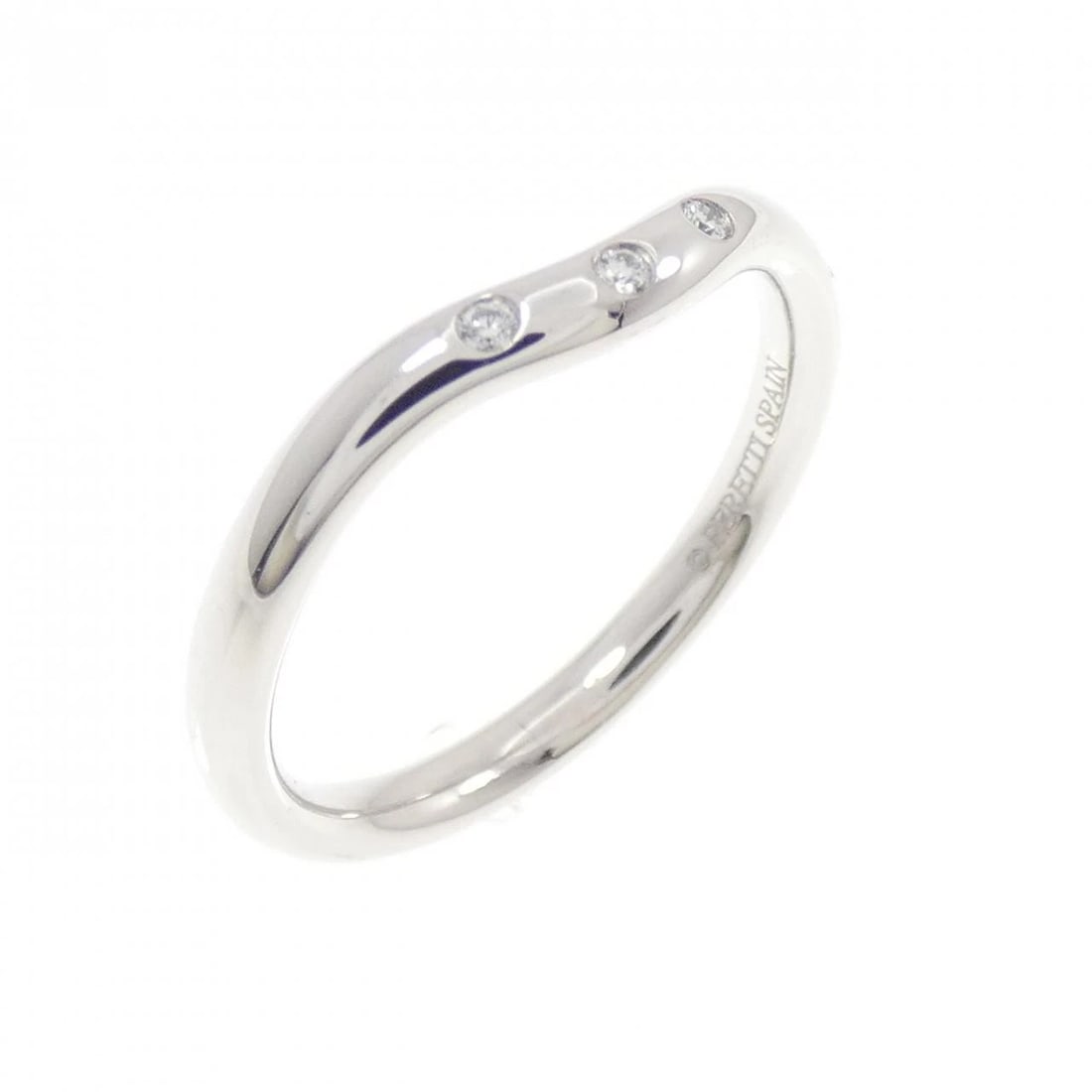 TIFFANY & CO. CURVED 3-PIECE RING: TIFFANY & Co. Curved 3-Piece Ring Brand: TIFFANY&Co. Type: Ring Material: 750 white gold, Main Stone/Creation Natural Color: white gold Size: US 5 Accessories: None Accessories Notice: When