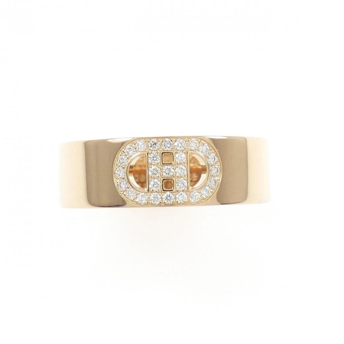 HERMES H DUNKLE RING: Hermes H Dunkle Ring Brand: HERMES Type: Ring Material: 750 Pink Gold, Main Stone/Creation Natural Color: Pink Gold Size: US 5.5 Accessories: None Accessories Notice: When purchasing pre-owned goods,