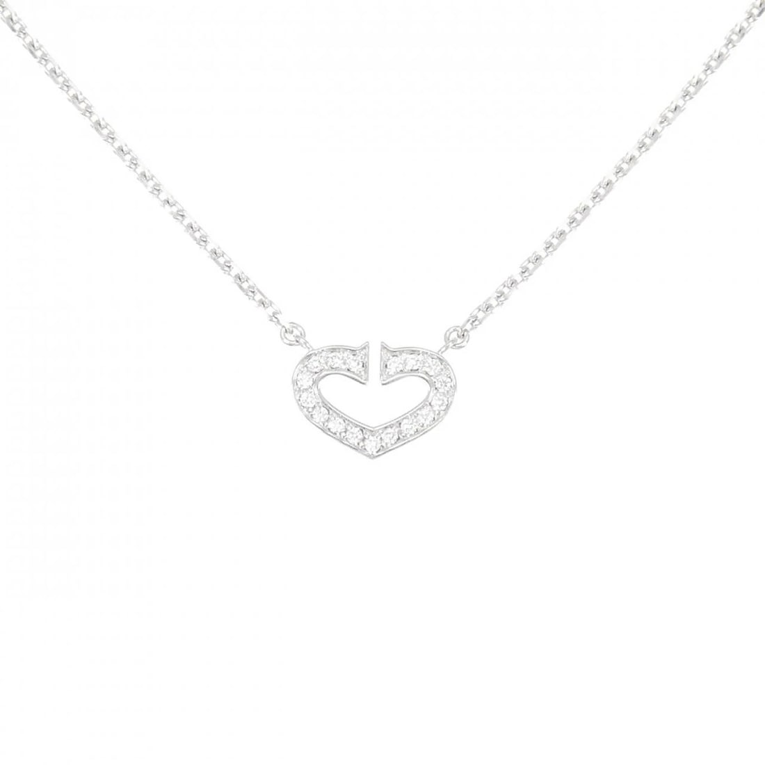 CARTIER C HEART NECKLACE: Cartier C Heart Necklace Brand: CARTIER Type: Necklace Material: 750 white gold, Main Stone/Creation Natural Color: White Gold Size: 39cm Actual Size Pendant length approx. x width approx.: