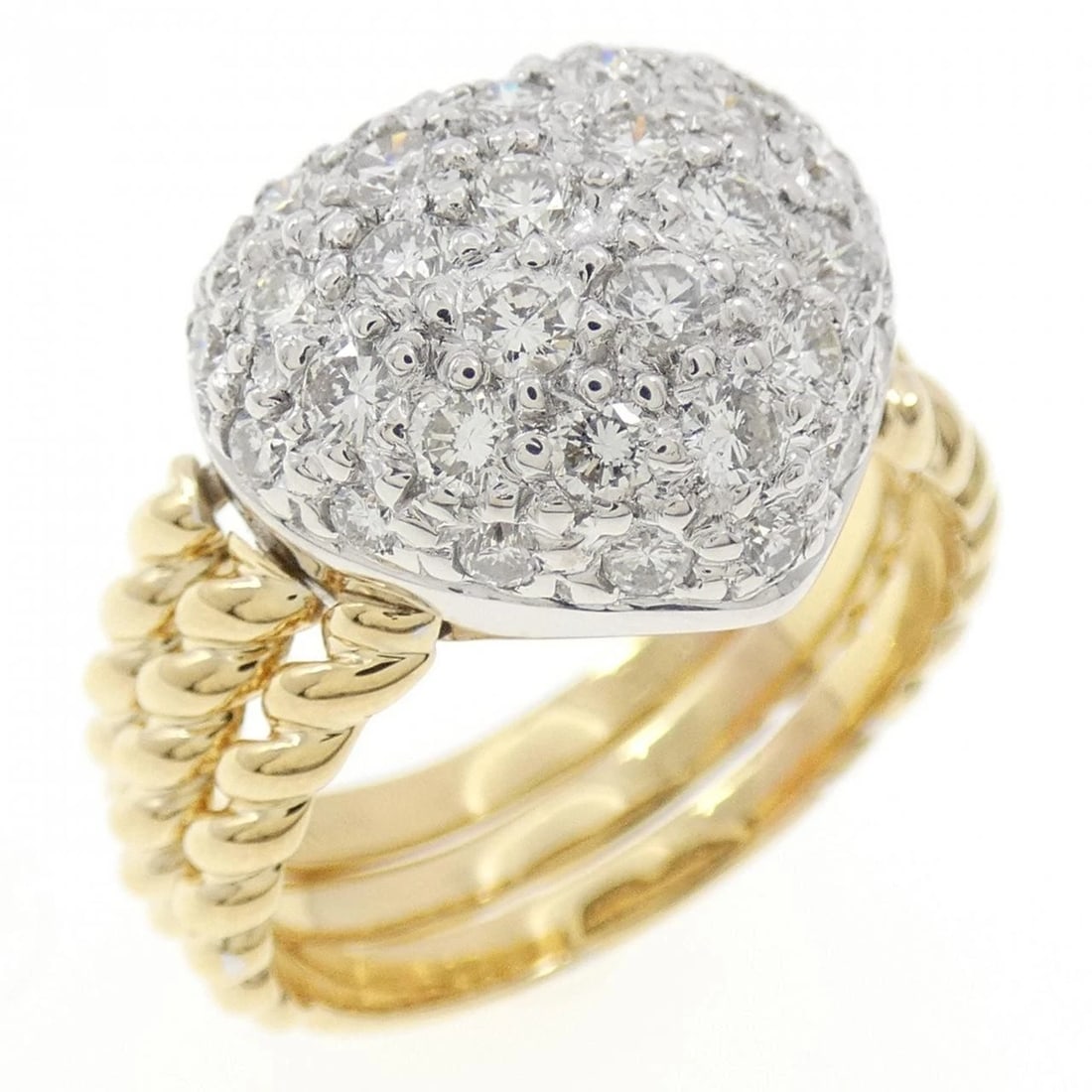 PONTE VECCHIO PAVE DIAMOND RING: Ponte Vecchio Pave Diamond Ring Brand: Ponte Vecchio Type: Ring Material: 18K Yellow Gold/18K White Gold, Main Stone/Creation Natural Color: White GoldYellow Gold Size: US 6 1/4 Accessories: None