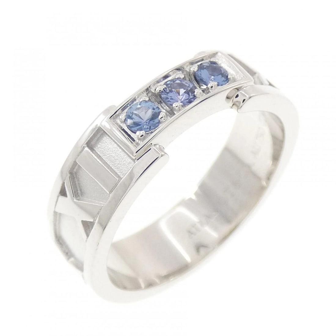 TIFFANY & CO. ATLAS CLOSED NARROW RING: TIFFANY & Co. Atlas Closed Narrow Ring Brand: TIFFANY&Co. Type: Ring Material: 750 white gold, Main Stone/Creation Sapphire Color: White Gold Size: US 5 Accessories: None Accessories Notice: When