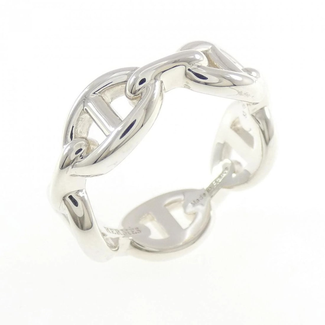 HERMES CHAINE D'ANCRE ENCHAINE RING: Hermes Chaine d'Ancre Enchaine Ring Brand: HERMES Type: Ring Material: 925Silver, Color: Silver Size: US 6 1/2(53) Accessories: None Accessories Notice: When purchasing pre-owned goods, please refer