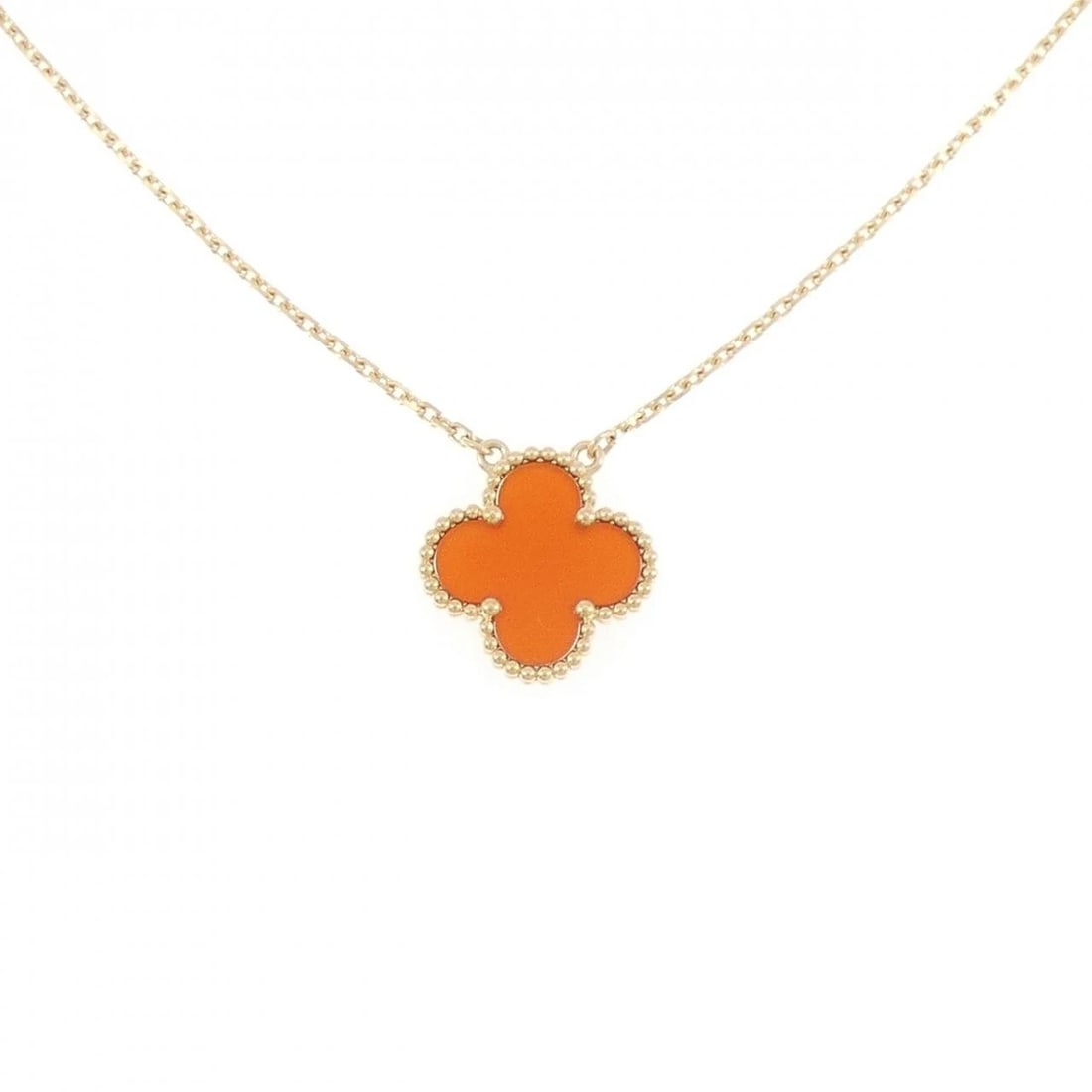 VAN CLEEF & ARPELS ALHAMBRA NECKLACE: Van Cleef & Arpels Alhambra Necklace Brand: Van Cleef & Arpels Type: Necklace Material: 750 yellow gold, Main Stone/Creation Carnelian Color: None Size: 37?42cm Actual Size Pendant length approx. x wi