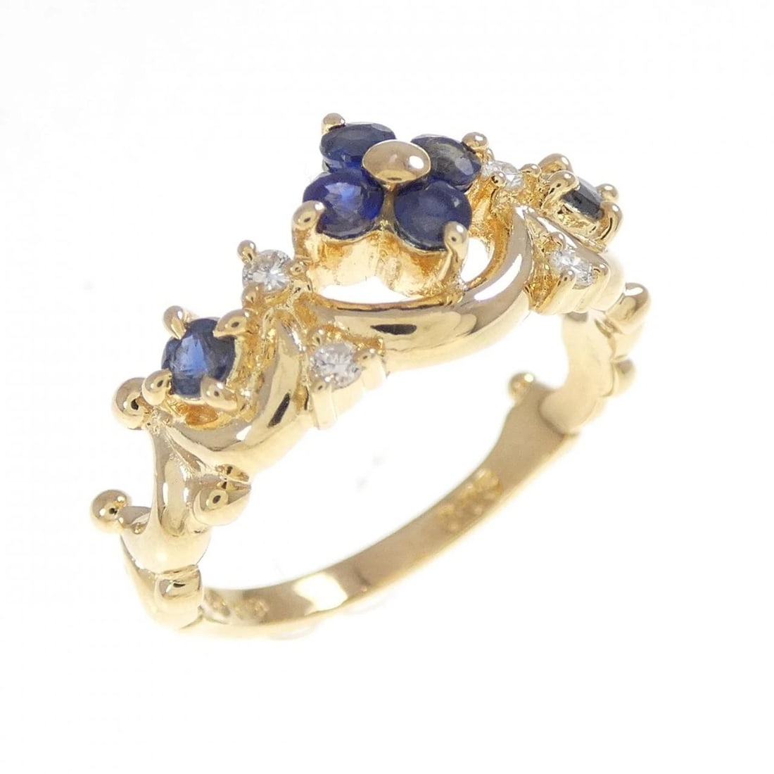 TASAKI SAPPHIRE RING: Tasaki Sapphire Ring Brand: TASAKI Type: Ring Material: K18 yellow gold, Main Stone/Creation SapphireSecondary Stone Natural Color: Yellow Gold Size: US 5 1/4 Accessories: None Accessories Notice: