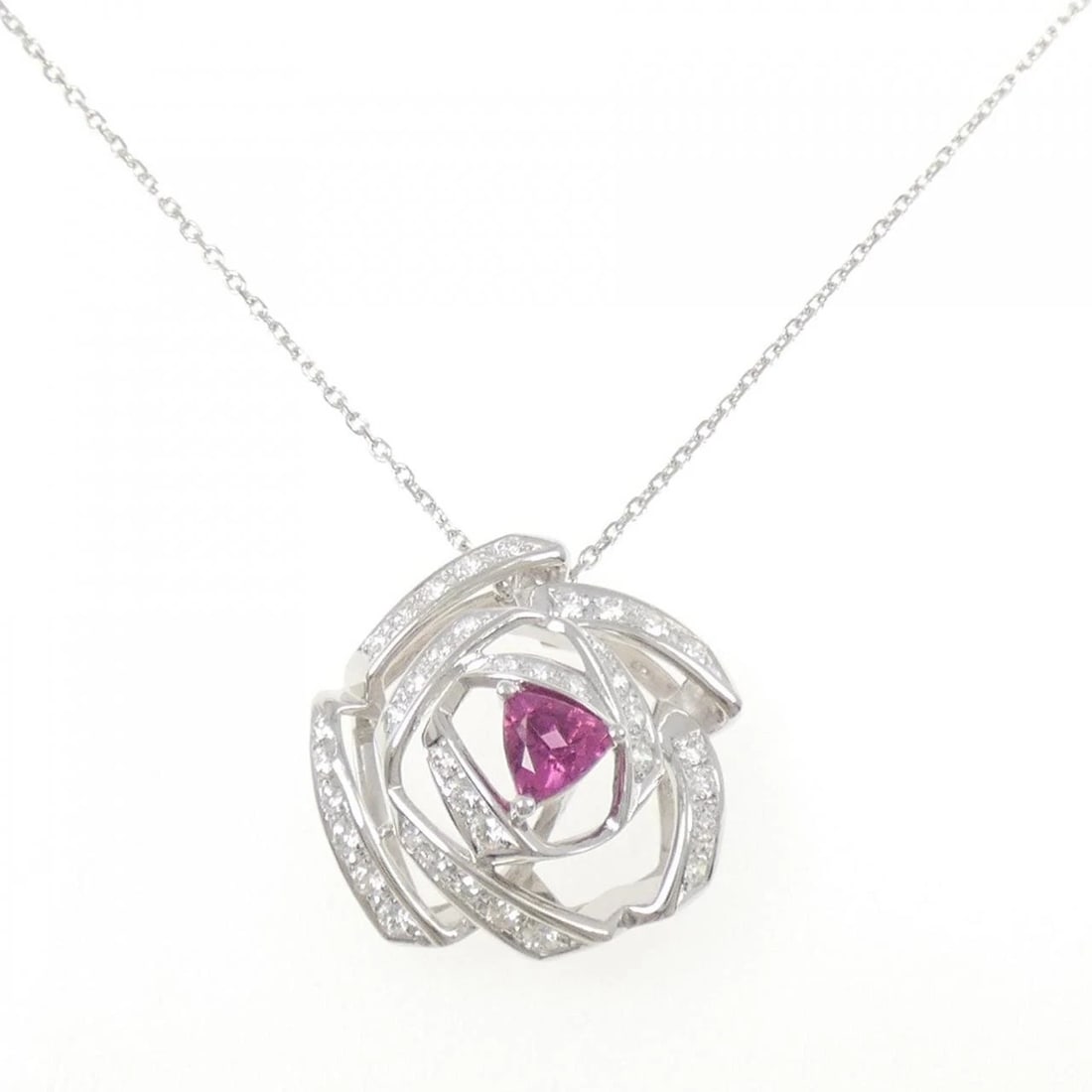 TASAKI TOURMALINE NECKLACE: TASAKI Tourmaline Necklace Brand: TASAKI Type: Necklace Material: 750 White Gold/18K White Gold, Main Stone/Creation TourmalineSecondary Stone Diamond Color: White Gold Size: Actual Size Pendant