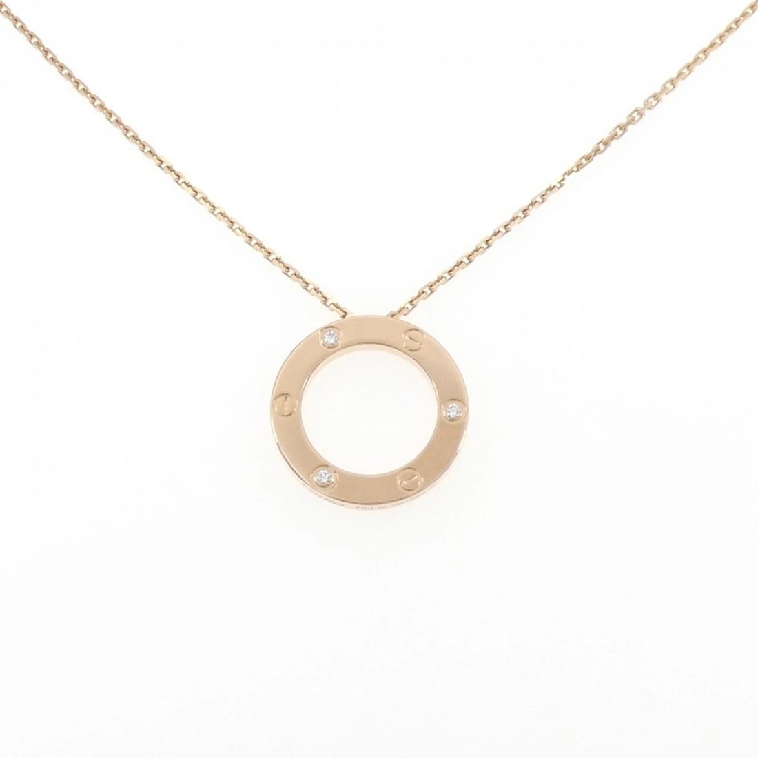 CARTIER LOVE NECKLACE HALF DIAMOND NECKLACE: Cartier Love Necklace Half Diamond Necklace Brand: CARTIER Type: Necklace Material: 750 Pink Gold, Main Stone/Creation Natural Color: Pink Gold Size: 43cm Actual Size Diameteraround: 23.3mm Chain maxi