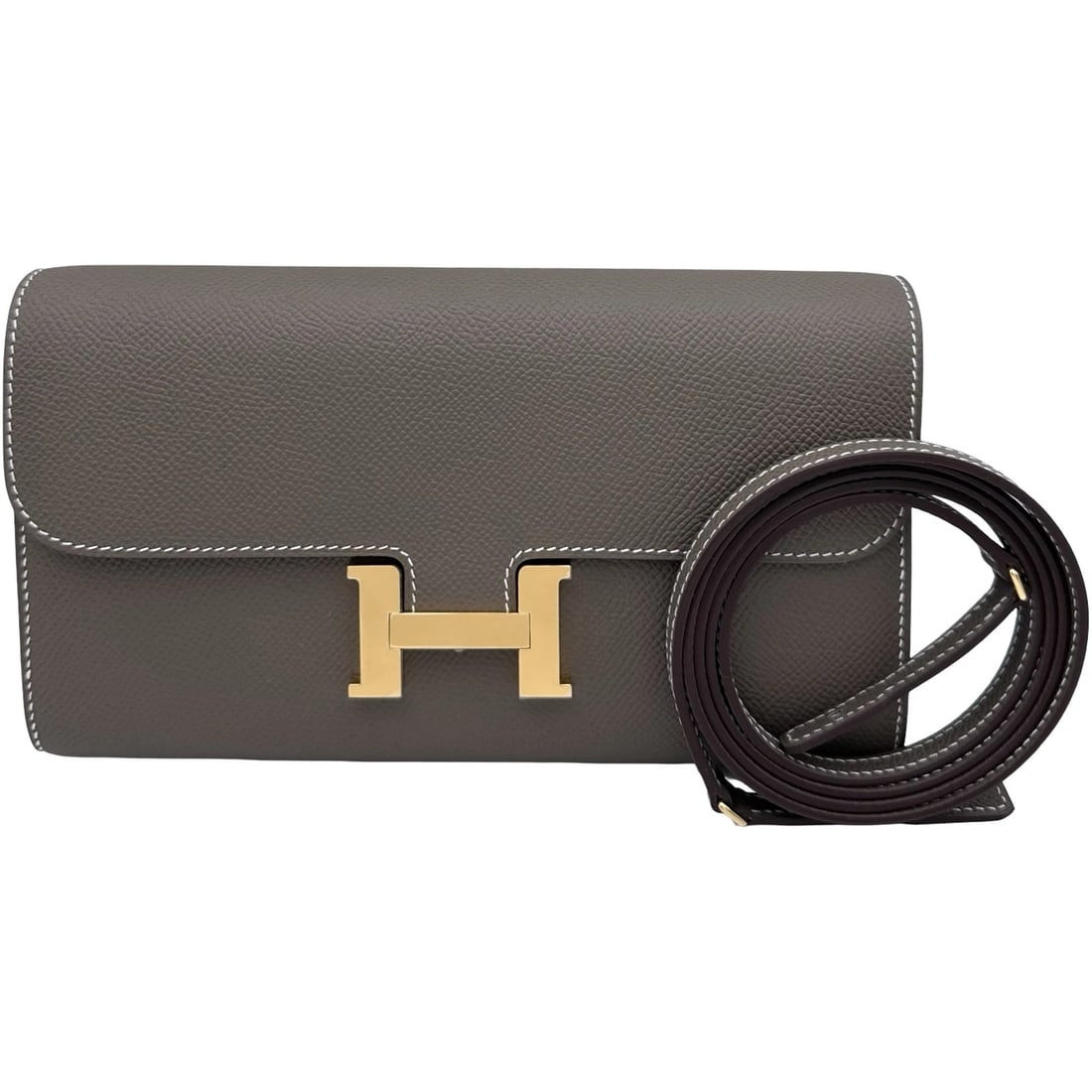 HERMES CONSTANCE TO GO SHOULDER BAG: HERMES constance to go Shoulder Bag Brand: HERMES Type: Shoulder Bag Material: Epsom Color: Etup Gold Hardware Size: W20.5cm x H12cmx D2cm Shoulder:122cm W8.1 x H4.7x D0.8inch Accessories: None