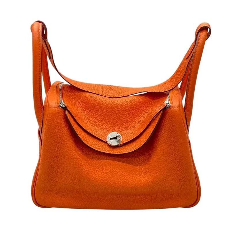 HERMES LINDY 30 SHOULDER BAG: HERMES Lindy 30 Shoulder Bag Brand: HERMES Type: Shoulder Bag Material: Taurillon Clemence Color: Orange SilverHardware Size: W30cm x H21cmx D15cm W11.8 x H8.3x D5.9inch Accessories: None