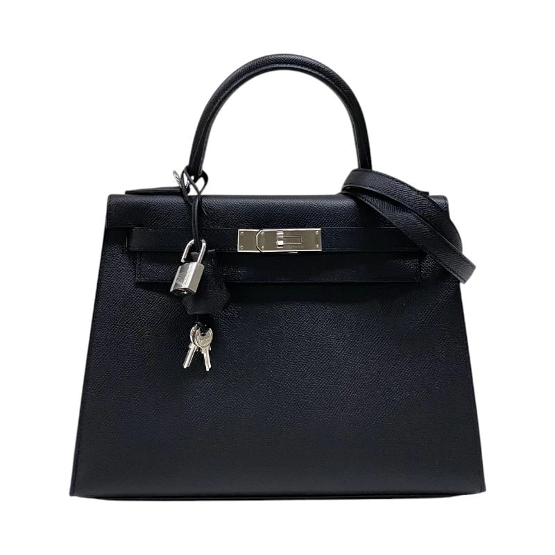 HERMES KELLY 28 HANDBAG: HERMES Kelly 28 Handbag Brand: HERMES Type: Handbag Material: Epsom Color: Black SilverHardware Size: W29cm x H21cmx D11cm W11.4 x H8.3x D4.3inch Accessories: None Accessories Notice: When