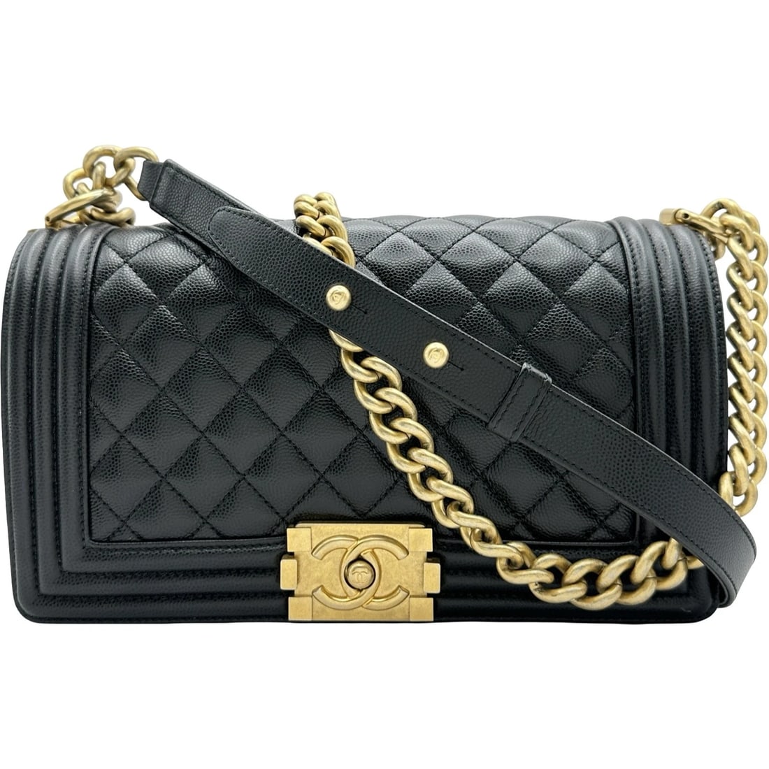 CHANEL BOY CHANEL 25 SHOULDER STRAP: CHANEL Boy Chanel 25 Shoulder strap Brand: CHANEL Type: Shoulder strap Material: Caviar skin Color: black Size: W25cm x H15cmx D7.5cm W9.8 x H5.9x D3.0inch Accessories: None Accessories No