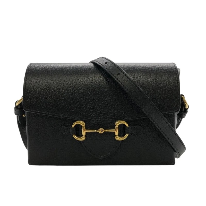 GUCCI HORSEBIT SHOULDER BAG: GUCCI Horsebit Shoulder Bag Brand: GUCCI Type: Shoulder Bag Material: leather Color: black Size: W18cm x H12.5cmx D6cm W7.1 x H4.9x D2.4inch Accessories: None Accessories Notice: When purc