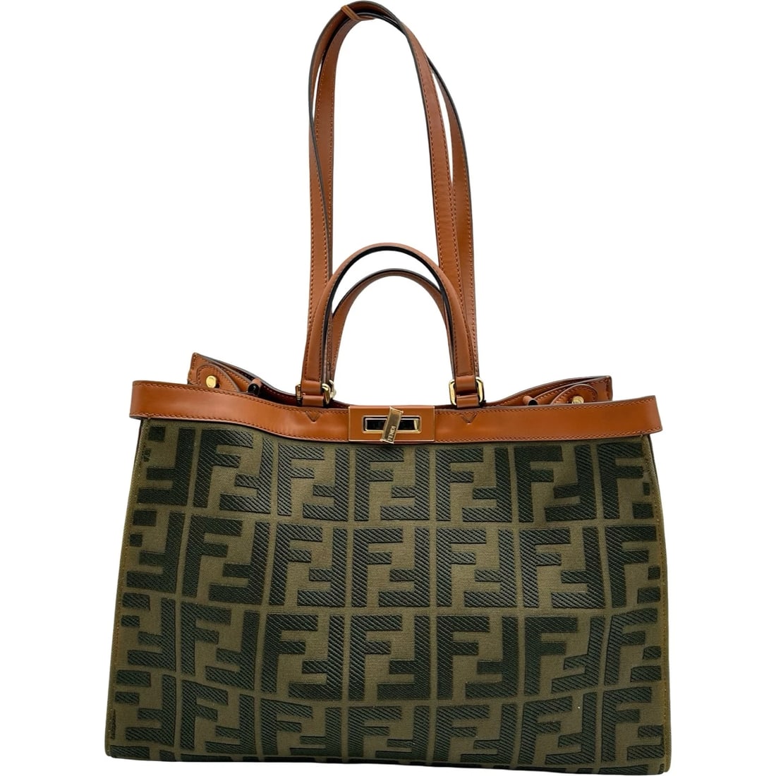 FENDI PEEKABOO X TOTE MEDIUM TOTE BAG: FENDI Peekaboo X Tote Medium Tote Bag Brand: FENDI Type: Tote Bag Material: canvas Color: Tan Gold Hardware Size: W40.5cm x H28cmx D12cm W15.9 x H11.0x D4.7inch Accessories: None Accessori