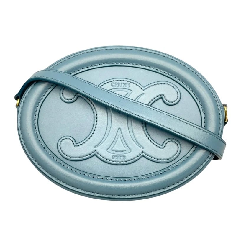 CELINE OVAL PURSE SHOULDER BAG: CELINE Oval Purse Shoulder Bag Brand: CELINE Type: Shoulder Bag Material: leather Color: blue Size: W16cm x H12cmx D4cmW6.3 x H4.7x D1.6inch Accessories: None Accessories Notice: When purc