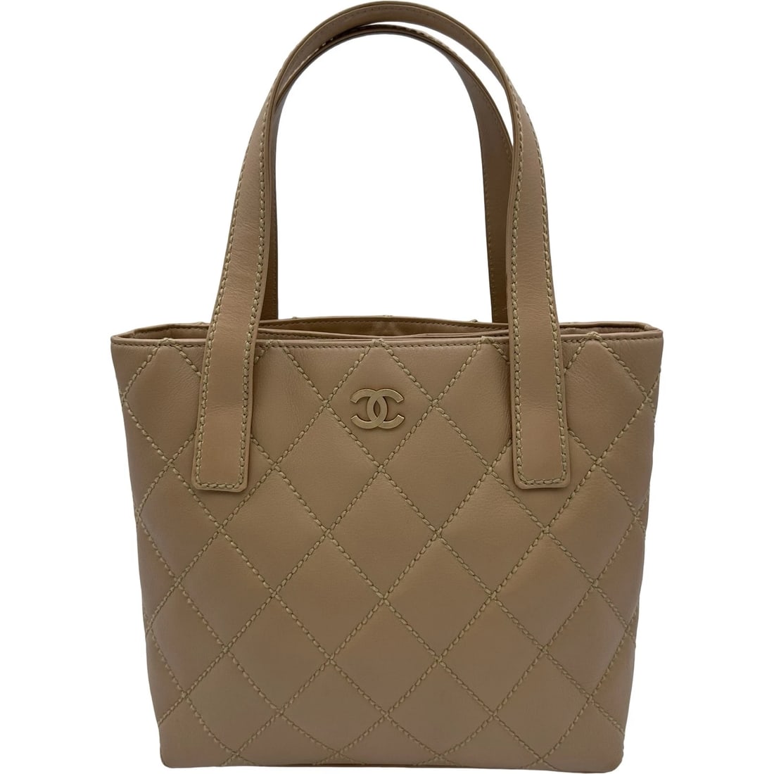 CHANEL WILD STITCH HANDBAG TOTE BAG: CHANEL Wild Stitch Handbag Tote Bag Brand: CHANEL Type: Tote Bag Material: leather Color: beige Size: W24cm x H23cmx D7cm W9.4 x H9.1x D2.8inch Accessories: None Accessories Notice: When p