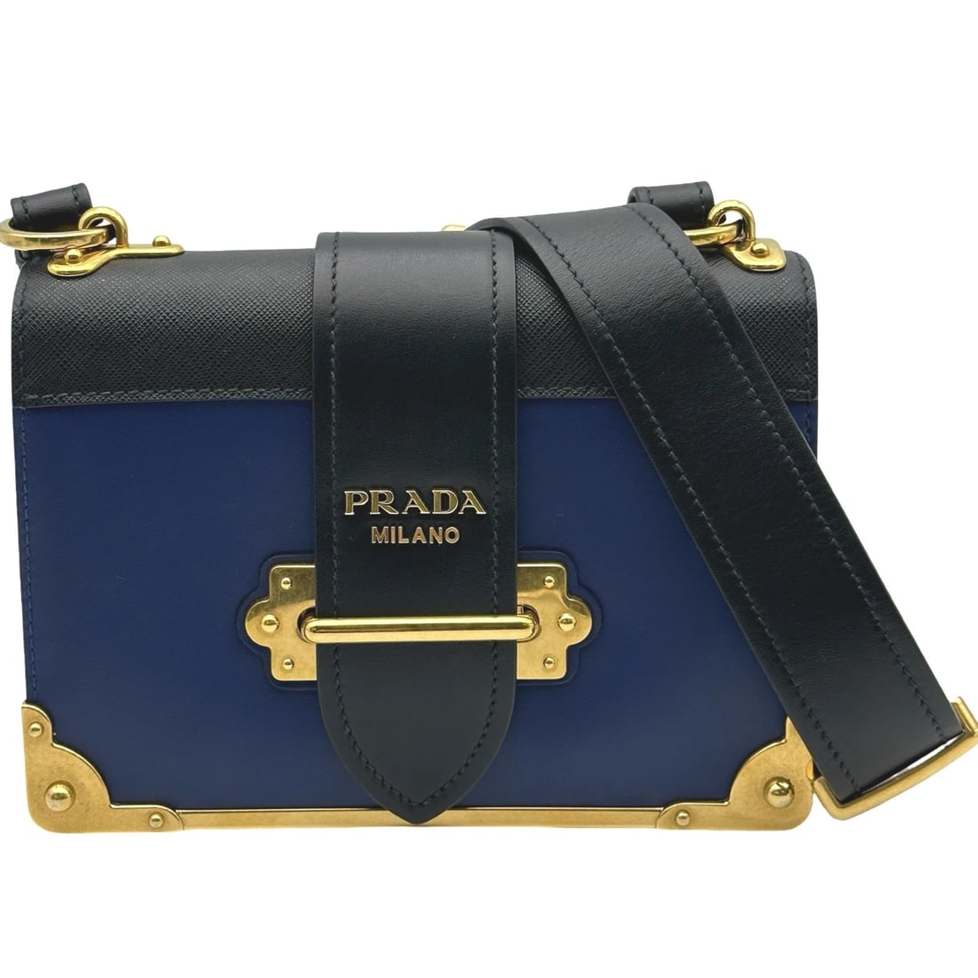 PRADA CAHIERSHOULDER BAG SHOULDER BAG: PRADA CahierShoulder Bag Shoulder Bag Brand: PRADA Type: Shoulder Bag Material: leather Color: Navy Size: W20cm x H14.5cmx D6.5cmW7.9 x H5.7x D2.6inch Accessories: None Accessories Notice: