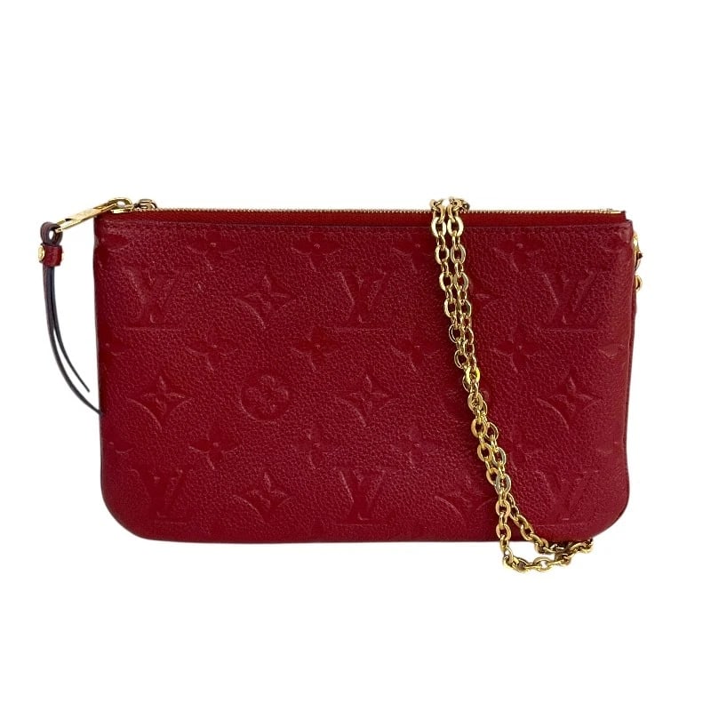 LOUIS VUITTON POCHETTE DOUBLE SHOULDER BAG: LOUIS VUITTON pochette double Shoulder Bag Brand: LOUIS VUITTON Type: Shoulder Bag Material: Monogram Amprant Color: Red Size: W22cm x H14cmx D2.5cmW8.7 x H5.5x D1.0inch Accessories: None
