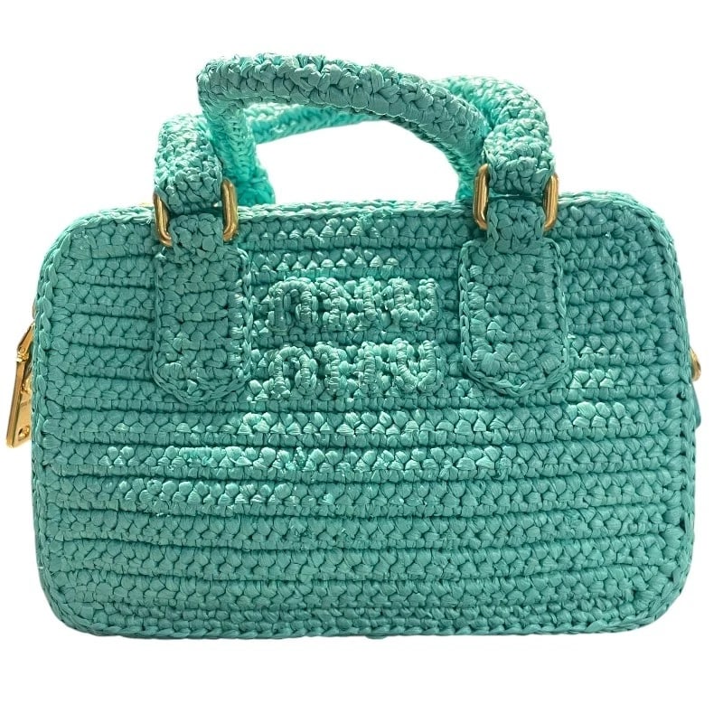 MIU MIU ARKADY SMALL SHOULDER BAG: miu miu Arkady Small Shoulder Bag Brand: miu miu Type: Shoulder Bag Material: Raffia Color: green Size: W18cm x H13cmx D7cmW7.1 x H5.1x D2.8inch Accessories: None Accessories Notice: When purchasing
