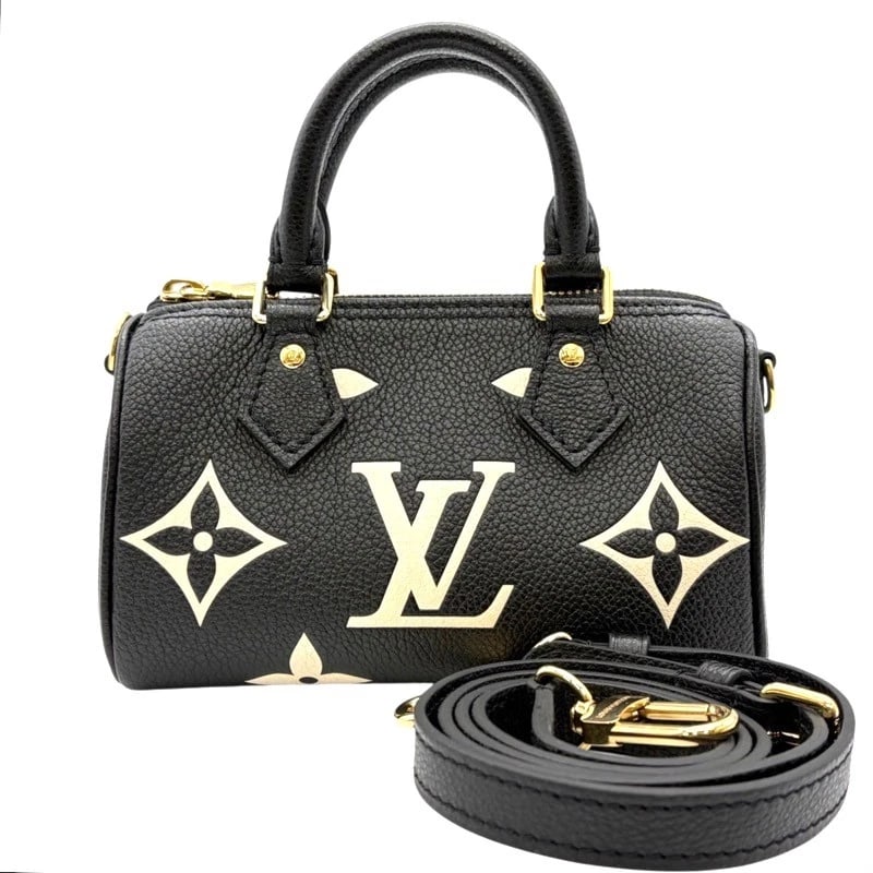 LOUIS VUITTON NANO SPEEDY BICOLOR HANDBAG: LOUIS VUITTON Nano Speedy Bicolor Handbag Brand: LOUIS VUITTON Type: Handbag Material: Monogram ? An plant Color: black Size: W16cm x H10cmx D7cmW6.3 x H3.9x D2.8inch Accessories: None Acc