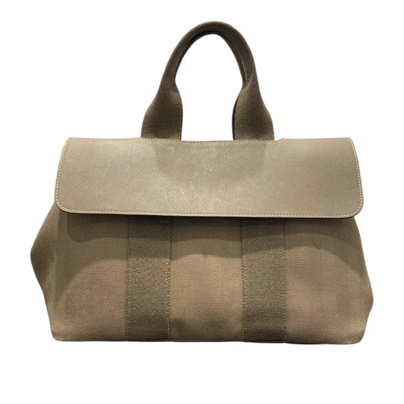 HERMES VALPARAISO PM HANDBAG: HERMES Valparaiso PM Handbag Brand: HERMES Type: Handbag Material: Toile Leather Color: Etope Size: W34cm x H21cmx D14cm W13.4 x H8.3x D5.5inch Accessories: None Accessories Notice: When purchasing