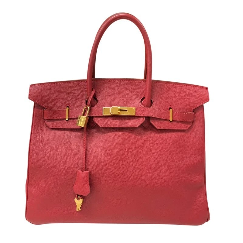 HERMES BIRKIN 35 HANDBAG: HERMES Birkin 35 Handbag Brand: HERMES Type: Handbag Material: Courchevel Color: Rouge Viff Gold Hardware Size: W35cm x H28cmx D18cm W13.8 x H11.0x D7.1inch Accessories: None Accessories N