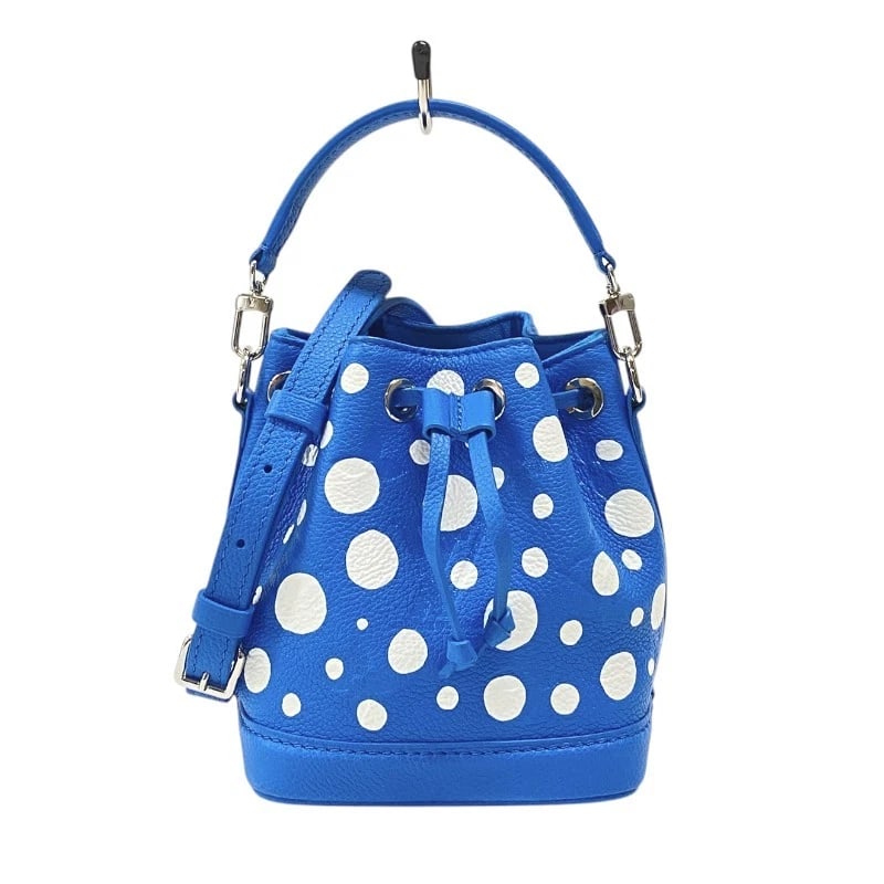 LOUIS VUITTON NANO NOE YAYOI KUSAMA SHOULDER BAG: LOUIS VUITTON Nano Noe Yayoi Kusama Shoulder Bag Brand: LOUIS VUITTON Type: Shoulder Bag Material: Monogram anplant leather Color: Blue SilverHardware Size: W13cm x H15cmx D10cmW5.1 x H5.9x D3.9inch