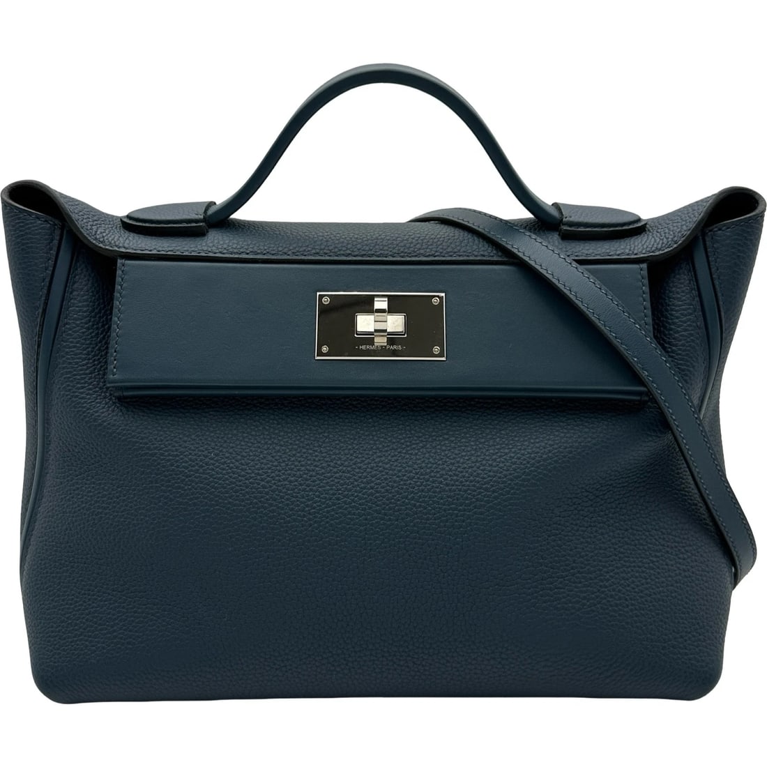 HERMES VAN QUATRE 29 HANDBAG: HERMES Van Quatre 29 Handbag Brand: HERMES Type: Handbag Material: Togo/Swift Color: Blue de Plus SilverHardware Size: W29cm x H20cmx D13cmW11.4 x H7.9x D5.1inch Accessories: None Accessories Notice: