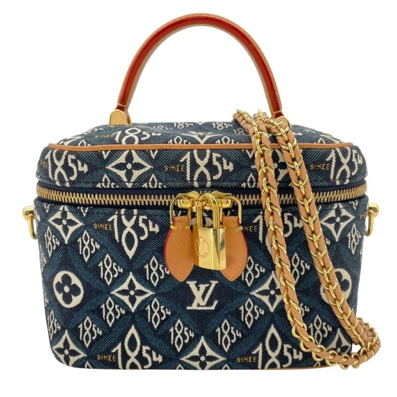 LOUIS VUITTON VANITY NV SINCE SHOULDER BAG: LOUIS VUITTON Vanity NV Since Shoulder Bag Brand: LOUIS VUITTON Type: Shoulder Bag Material: Monogram Jaguar Color: blue Size: W18cm x H13cmx D10cmW7.1 x H5.1x D3.9inch Accessories: None A