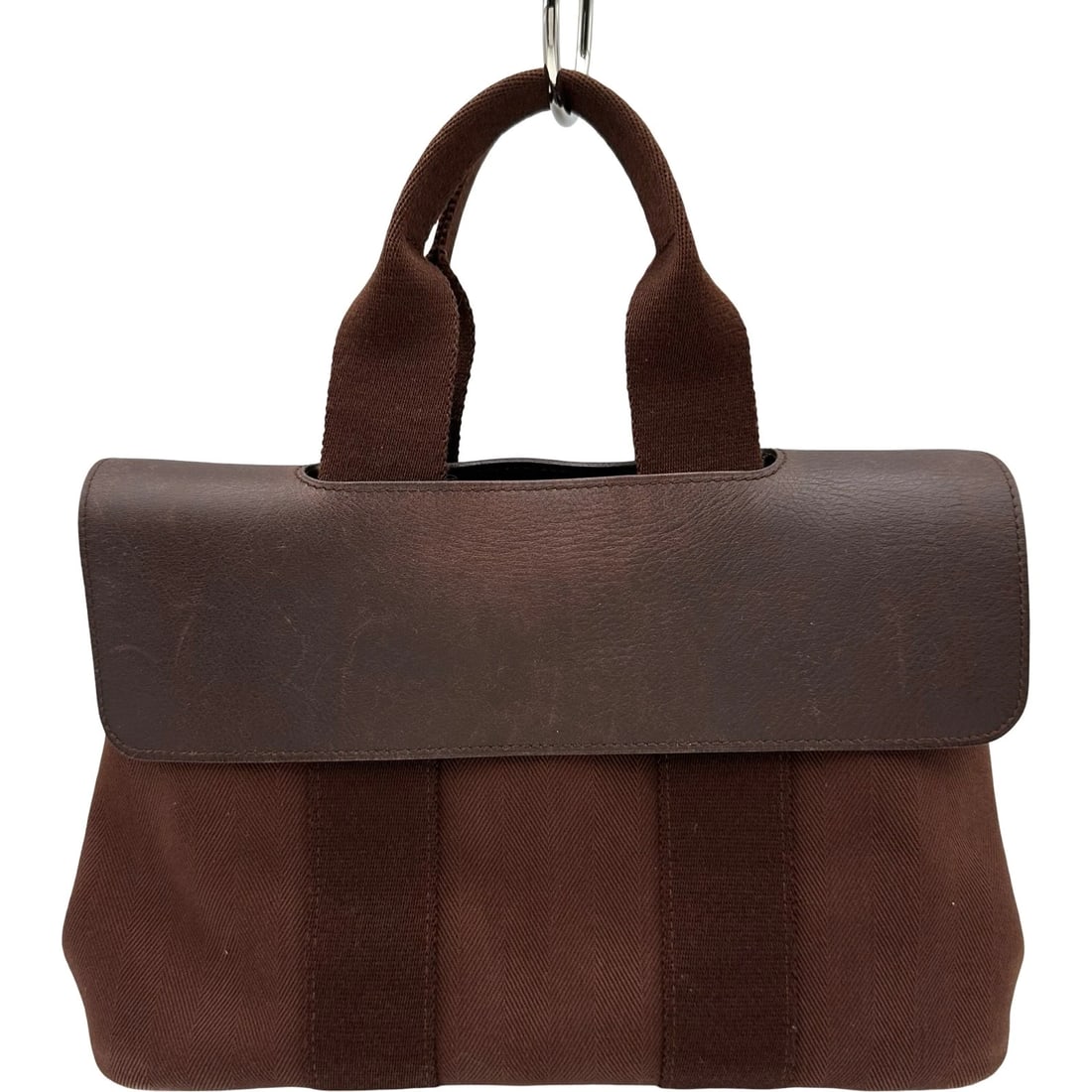 HERMES VALPALINE PM HANDBAG: HERMES Valpaline PM Handbag Brand: HERMES Type: Handbag Material: Towar Color: Brown SilverHardware Size: W30cm x H22cmx D14cm W11.8 x H8.7x D5.5inch Accessories: None Accessories Notice: When