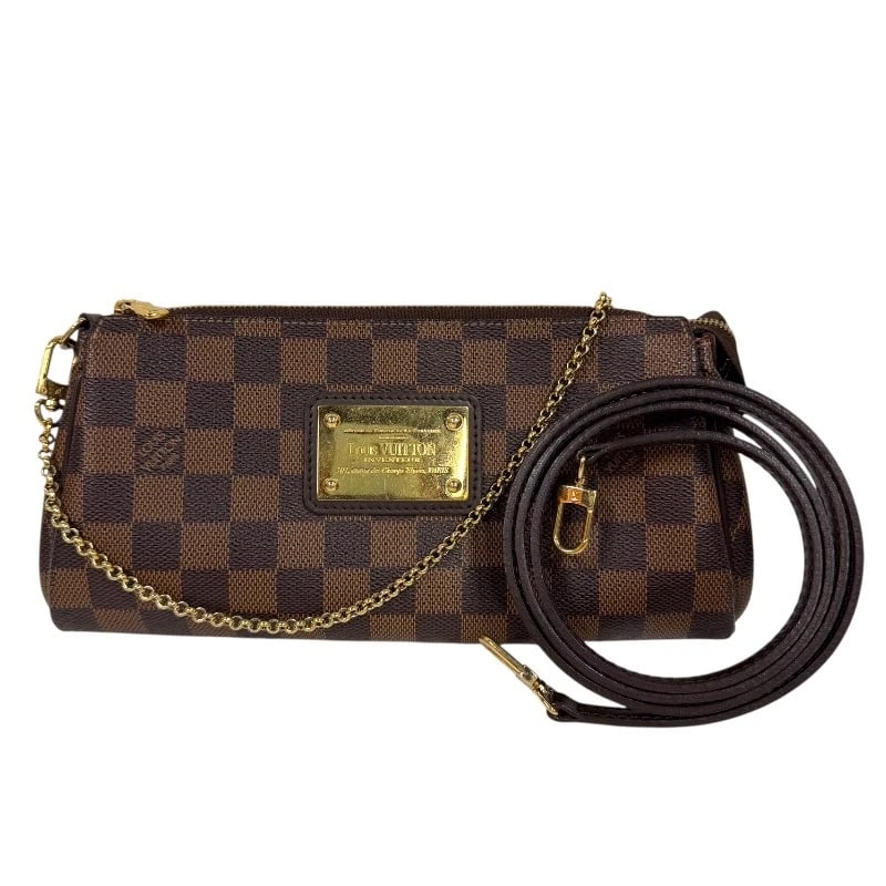 LOUIS VUITTON EVA SHOULDER BAG: LOUIS VUITTON Eva Shoulder Bag Brand: LOUIS VUITTON Type: Shoulder Bag Material: Damier canvas Color: Brown Size: W25cm x H12.5cmx D4cmW9.8 x H4.9x D1.6inch Accessories: None Accessories Notice: When