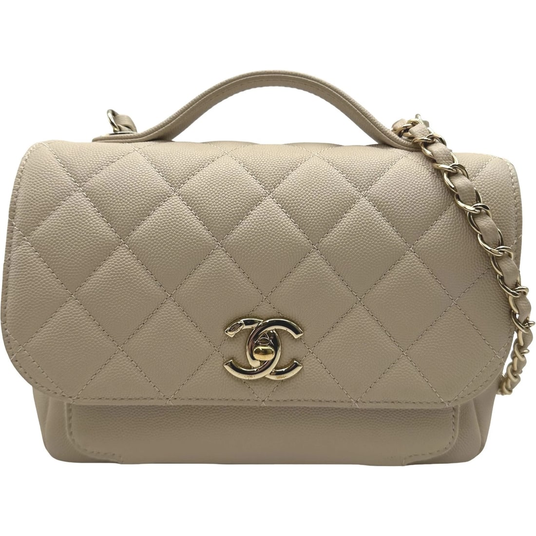 CHANEL MATELASSÉ AFFINITY HANDBAG: CHANEL Matelassé Affinity Handbag Brand: CHANEL Type: Handbag Material: caviar Color: Beige Gold Hardware Size: W22cm x H16cmx D8cmW8.7 x H6.3x D3.1inch Accessories: None Accessories Notic