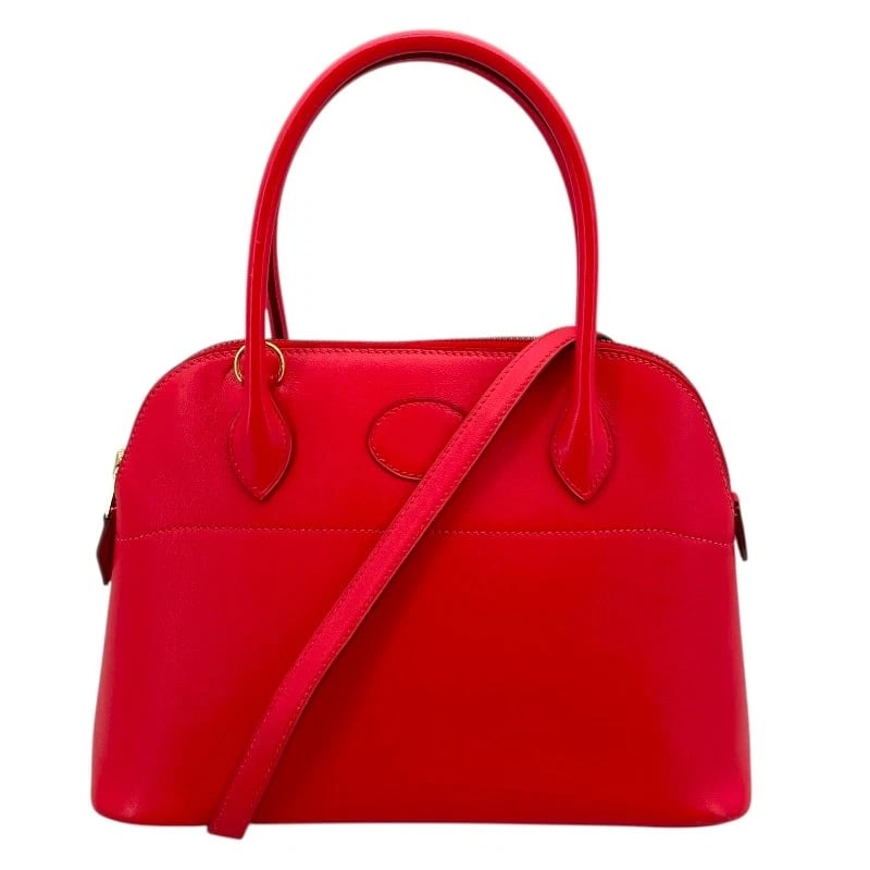 HERMES BORED 27 SHOULDER BAG: HERMES Bored 27 Shoulder Bag Brand: HERMES Type: Shoulder Bag Material: Gulliver Color: Rouge vif GDHardware Size: W27cm x H20cmx D9.5cmW10.6 x H7.9x D3.7inch Accessories: None Accessories Notice: