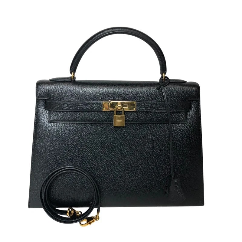 HERMES KELLY 32 OUTSIDE SEWING HANDBAG: HERMES Kelly 32 outside sewing Handbag Brand: HERMES Type: Handbag Material: Ardenne Color: Black Gold Hardware Size: W32.5cm x H22.5cmx D11.5cmW12.8 x H8.9x D4.5inch Accessories: None Accessories