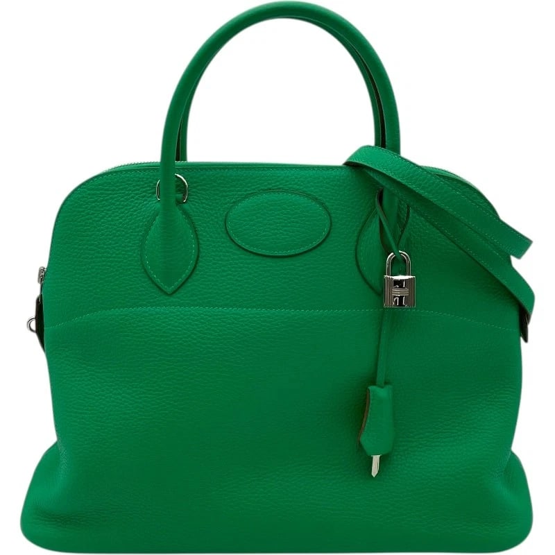 HERMES BORED 35 HANDBAG: HERMES Bored 35 Handbag Brand: HERMES Type: Handbag Material: Taurillon Clemence Color: Bamboo Size: W33cm x H26.5cmx D13.5cm W13.0 x H10.4x D5.3inch Accessories: None Accessories Notice: