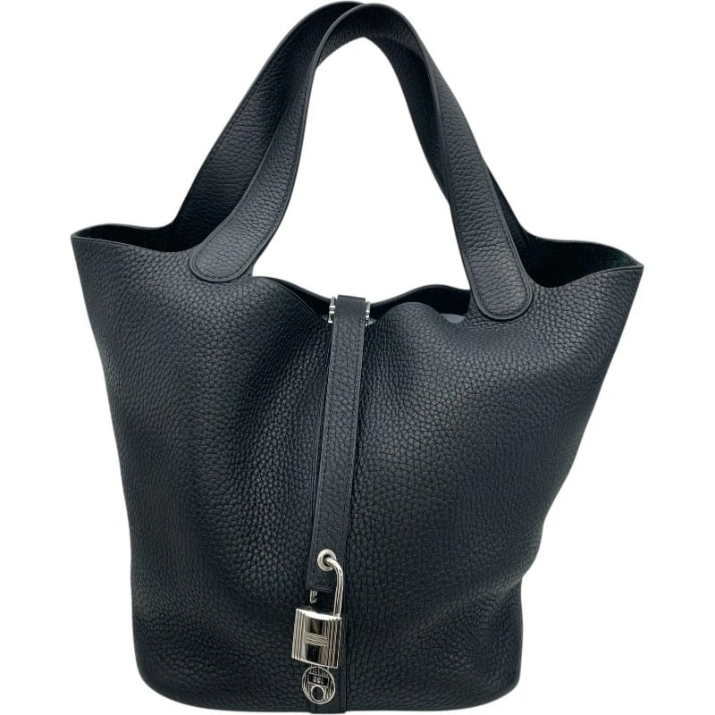 HERMES PICO TAN LOCK MM HANDBAG: HERMES Pico Tan Lock MM Handbag Brand: HERMES Type: Handbag Material: Taurillon Clemence Color: Black SVHardware Size: W24cm x H20cmx D21cm W9.4 x H7.9x D8.3inch Accessories: None Accessor