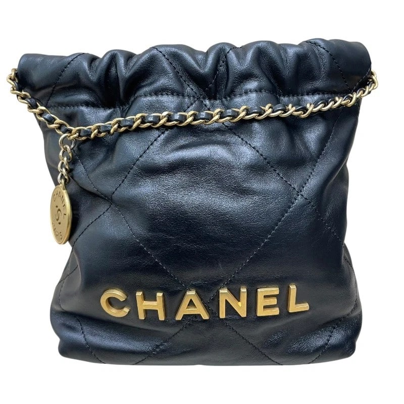 CHANEL22 MINI BAG SHOULDER BAG: CHANEL22 Mini Bag Shoulder Bag Brand: CHANEL Type: Shoulder Bag Material: shiny calf Color: Black Gold Hardware Size: W22cm x H18cmx D6cm W8.7 x H7.1x D2.4inch Accessories: None Accessorie