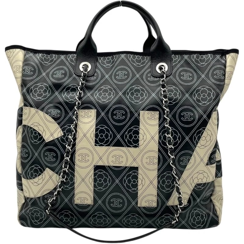 CHANEL CAMELLIA TOTE TOTE BAG: CHANEL Camellia tote Tote Bag Brand: CHANEL Type: Tote Bag Material: PVC Color: White SVHardware Size: W48cm x H36cmx D14cm W18.9 x H14.2x D5.5inch Accessories: None Accessories Notice: Wh