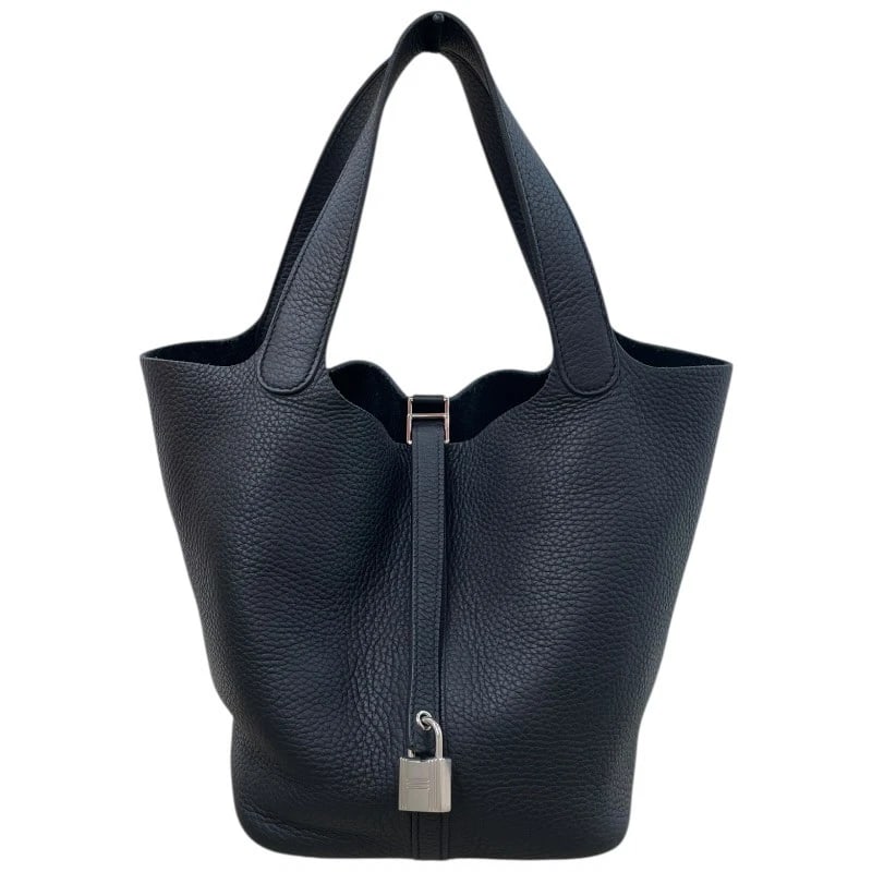 HERMES PICO TAN LOCK MM HANDBAG: HERMES Pico Tan Lock MM Handbag Brand: HERMES Type: Handbag Material: Taurillon Clemence Color: Black SVHardware Size: W23cm x H21cmx D17cm W9.1 x H8.3x D6.7inch Accessories: None Accessor